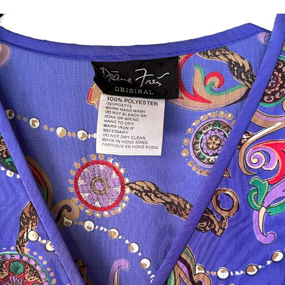 Diane Freis Original 80s Georgette Pattern Maxi Dress Large Extra Large - Picture 10 of 10